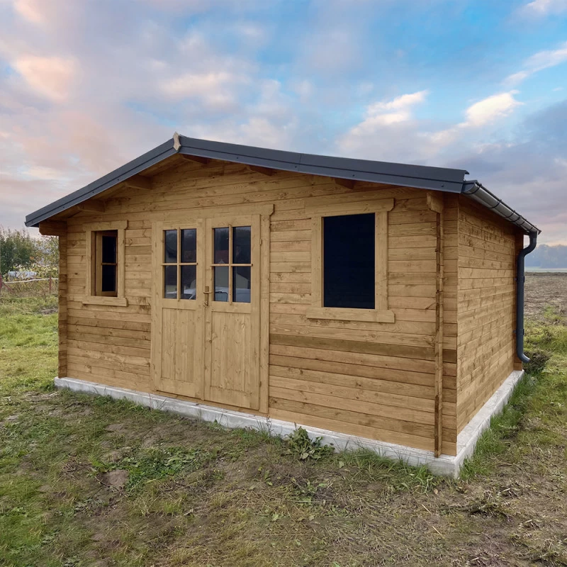Abri En Bois Massif 19,8m² PLUS 28mm Traité Teinté Marron Gardy Shelter 1 Abri En Bois Massif 19,8m² PLUS 28mm Traité Teinté Marron Gardy Shelter