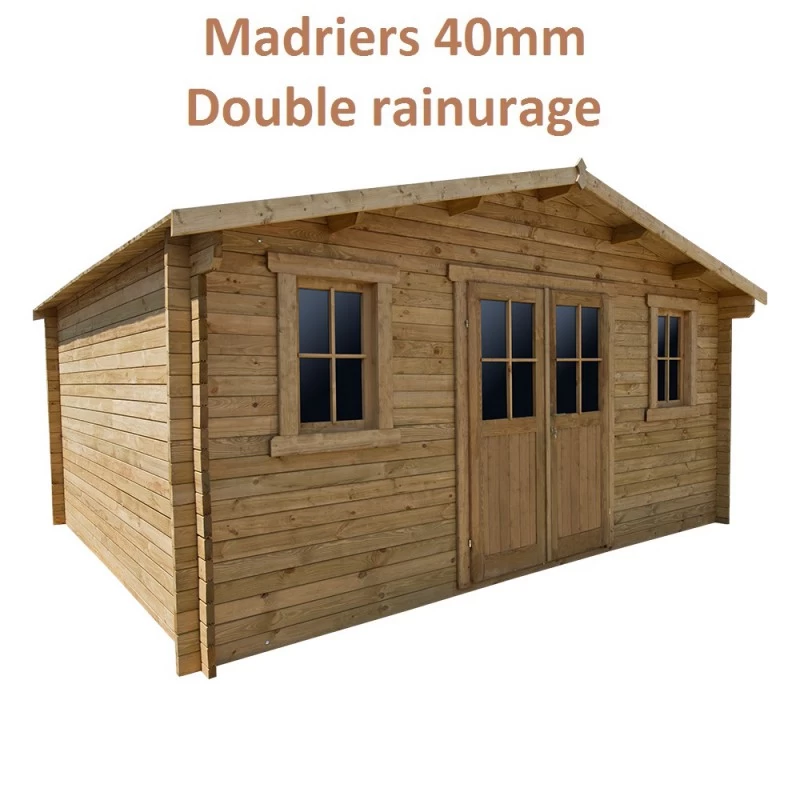 Abri En Bois Massif 19,8m² PLUS 40mm Traité Teinté Marron Gardy Shelter 2 Abri En Bois Massif 19,8m² PLUS 40mm Traité Teinté Marron Gardy Shelter – Image 2