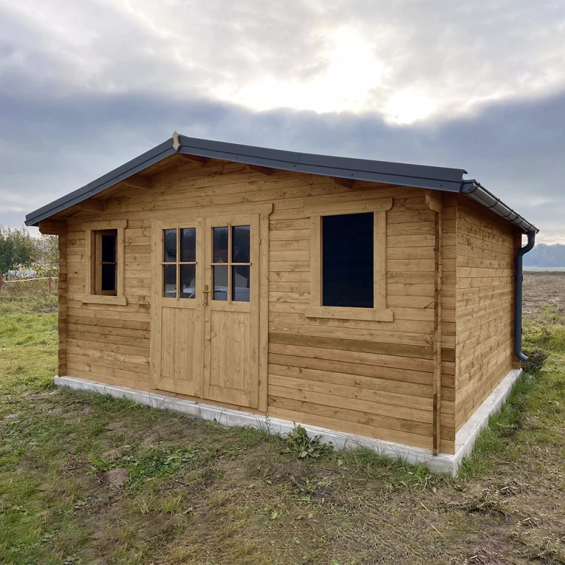 Abri En Bois Massif 19,8m² PLUS 40mm Traité Teinté Marron Gardy Shelter 1 Abri En Bois Massif 19,8m² PLUS 40mm Traité Teinté Marron Gardy Shelter
