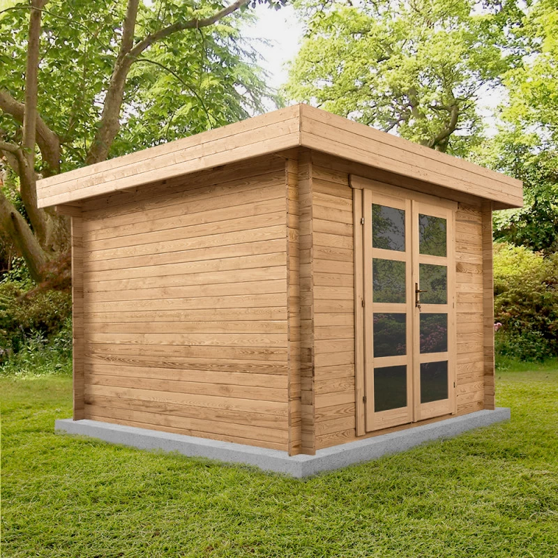 Abri En Bois Massif 9m² MODERNE Traité Marron 40mm Gardy Shelter 2 Abri En Bois Massif 9m² MODERNE Traité Marron 40mm Gardy Shelter – Image 2