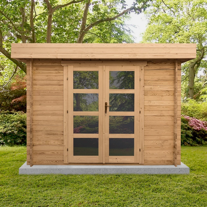 Abri En Bois Massif 9m² MODERNE Traité Marron 40mm Gardy Shelter 3 Abri En Bois Massif 9m² MODERNE Traité Marron 40mm Gardy Shelter – Image 3