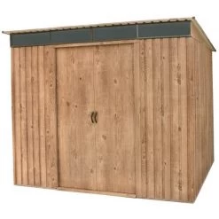 Abri Monopente En Métal Imitation Bois Skylight 4,84m² - DURAMAX + Kit D'ancrage -Jardin Fournitures Rabais abri monopente en metal imitation bois skylight 484m duramax 2