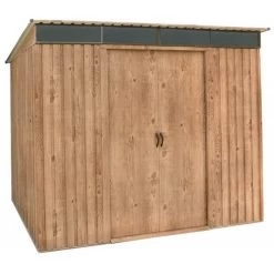 Abri Monopente En Métal Imitation Bois Skylight 4,84m² - DURAMAX + Kit D'ancrage -Jardin Fournitures Rabais abri monopente en metal imitation bois skylight 484m duramax 3