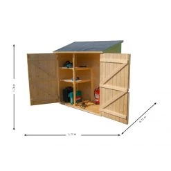 Abri Mural En Bois Brut 1m² Avec 2 étagères De Rangement - Habrita -Jardin Fournitures Rabais abri mural en bois brut 1m avec 2 etageres de rangement habrita 2