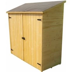 Abri Mural En Bois Brut 1m² Avec 2 étagères De Rangement - Habrita -Jardin Fournitures Rabais abri mural en bois brut 1m avec 2 etageres de rangement habrita 3