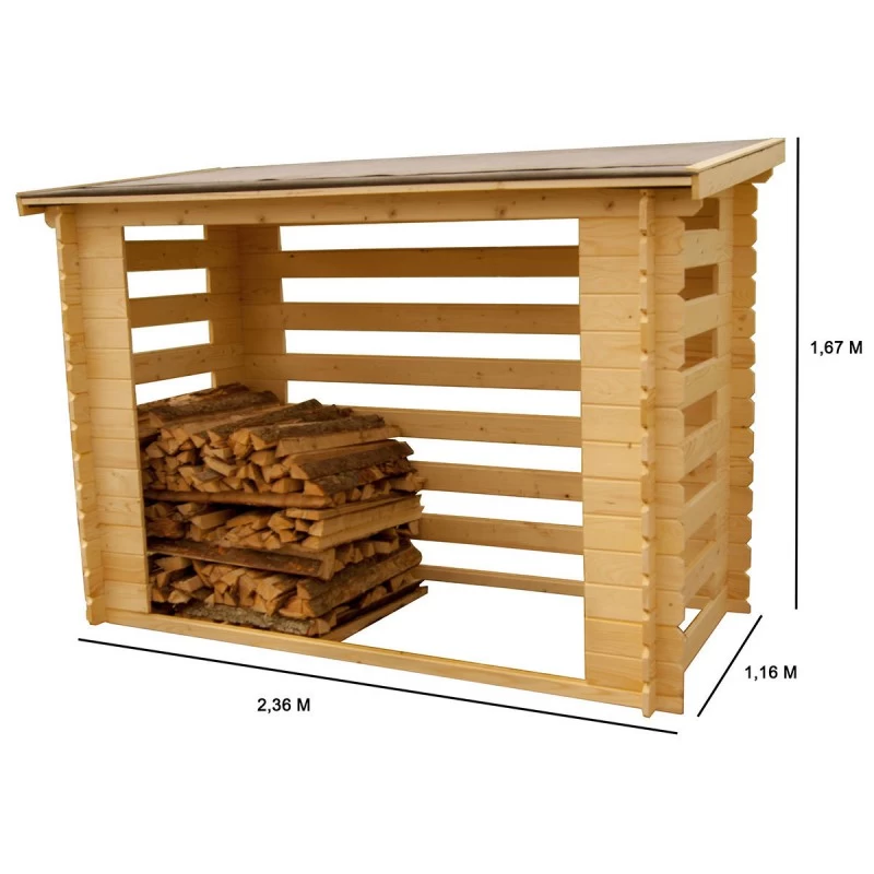 Abri Range-bûches 4 Stères Madriers Massif 20mm Certifié 2 Abri Range-bûches 4 Stères Madriers Massif 20mm Certifié – Image 2