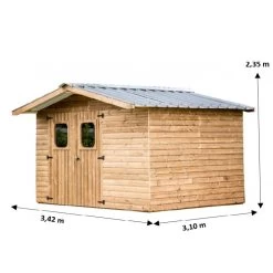 Abri Therma 10,60m² En Bois Thermo Traité Et Toit En Acier HABRITA -Jardin Fournitures Rabais abri therma 1033m en bois thermo traite et toit en acier habrita 2
