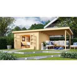Abri Toit Plat 13,60m² Bois Massif 40mm Northeim 5 Avec Appentis 330cm – Karibu -Jardin Fournitures Rabais abri toit plat 1360m bois massif 40mm northeim 5 avec appentis 330cm woodfeeling 2