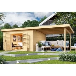 Abri Toit Plat 13,60m² Bois Massif 40mm Northeim 5 Avec Appentis 330cm – Karibu -Jardin Fournitures Rabais abri toit plat 1360m bois massif 40mm northeim 5 avec appentis 330cm woodfeeling 5