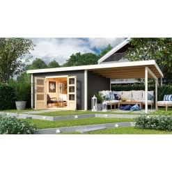 Abri Toit Plat 13,60m² Bois Massif Gris Terre 40mm Northeim 5 Avec Appentis 330cm – Karibu -Jardin Fournitures Rabais abri toit plat 1360m bois massif gris terre 40mm northeim 5 avec appentis 330cm woodfeeling 3