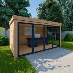 Bureau De Jardin En Bois Massif 11,8m² - Madriers 40mm Traités Teinté Marron Gardy Shelter -Jardin Fournitures Rabais bureau de jardin en bois massif 118m madriers 40mm traites teinte marron gardy shelter 2