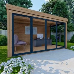 Bureau De Jardin En Bois Massif 11,8m² - Madriers 40mm Traités Teinté Marron Gardy Shelter -Jardin Fournitures Rabais bureau de jardin en bois massif 118m madriers 40mm traites teinte marron gardy shelter 4