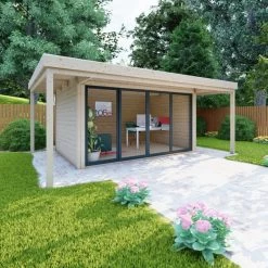 Bureau De Jardin En Bois Massif Avec Terrasse 16,5m² - Madriers 40mm Gardy Shelter -Jardin Fournitures Rabais bureau de jardin en bois massif avec terrasse 165m madriers 40mm gardy shelter 2
