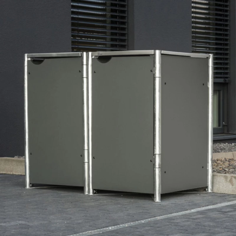 Cache-poubelle 2 Compartiments Müllbox En Aluminium Gris 2x240L – HIDE 2 Cache-poubelle 2 Compartiments Müllbox En Aluminium Gris 2x240L – HIDE – Image 2