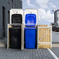 Cache-poubelle 2 Compartiments Müllbox En Bois Traité Naturel 2x240L – HIDE -Jardin Fournitures Rabais cache poubelle 2 compartiments mullbox en bois traite naturel 2x240l hide 4