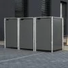 Cache-poubelle 3 Compartiments Müllbox En Aluminium Gris 3x140L – HIDE