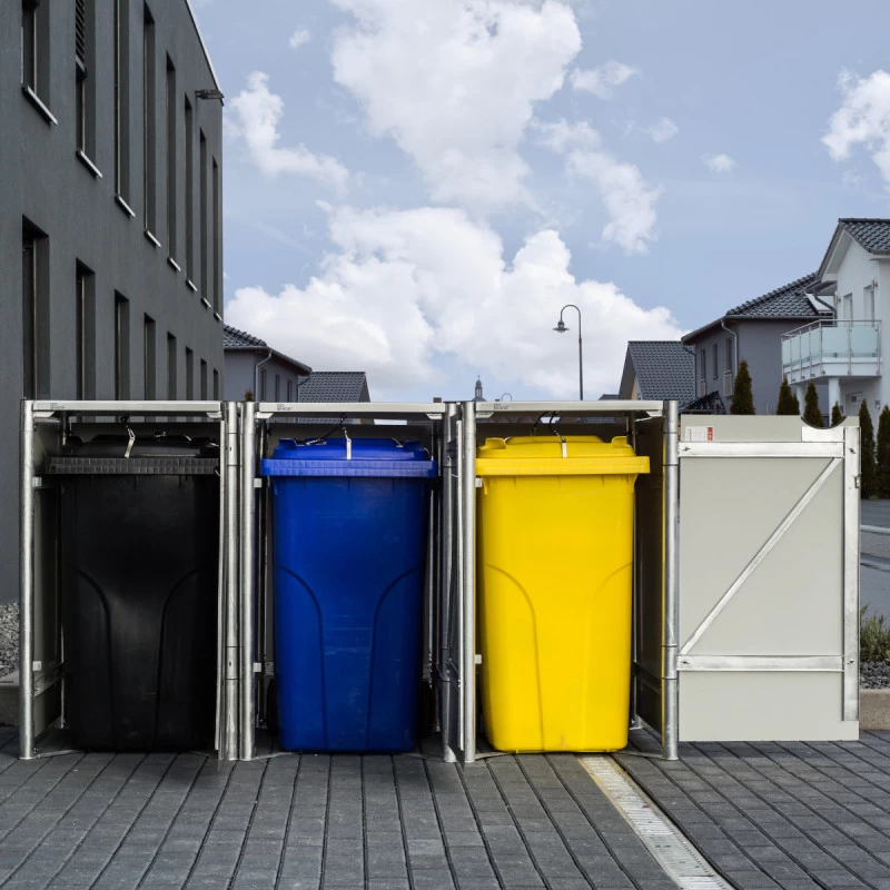 Cache-poubelle 3 Compartiments Müllbox En Aluminium Noir 3x140L – HIDE 6 Cache-poubelle 3 Compartiments Müllbox En Aluminium Noir 3x140L – HIDE – Image 6