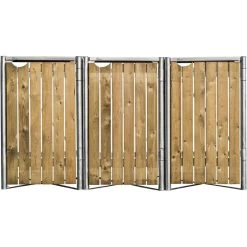 Jardin Fournitures Rabais -Jardin Fournitures Rabais cache poubelle 3 compartiments mullbox en bois traite naturel 3x140l hide 1