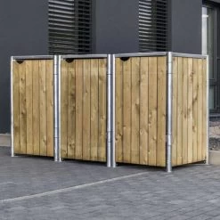 Cache-poubelle 3 Compartiments Müllbox En Bois Traité Naturel 3x140L – HIDE 9 Cache-poubelle 3 Compartiments Müllbox En Bois Traité Naturel 3x140L – HIDE -Jardin Fournitures Rabais cache poubelle 3 compartiments mullbox en bois traite naturel 3x140l hide 3