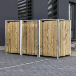 Cache-poubelle 3 Compartiments Müllbox En Bois Traité Naturel 3x140L – HIDE 10 Cache-poubelle 3 Compartiments Müllbox En Bois Traité Naturel 3x140L – HIDE -Jardin Fournitures Rabais cache poubelle 3 compartiments mullbox en bois traite naturel 3x140l hide 4