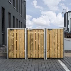 Cache-poubelle 3 Compartiments Müllbox En Bois Traité Naturel 3x140L – HIDE 11 Cache-poubelle 3 Compartiments Müllbox En Bois Traité Naturel 3x140L – HIDE -Jardin Fournitures Rabais cache poubelle 3 compartiments mullbox en bois traite naturel 3x140l hide 5