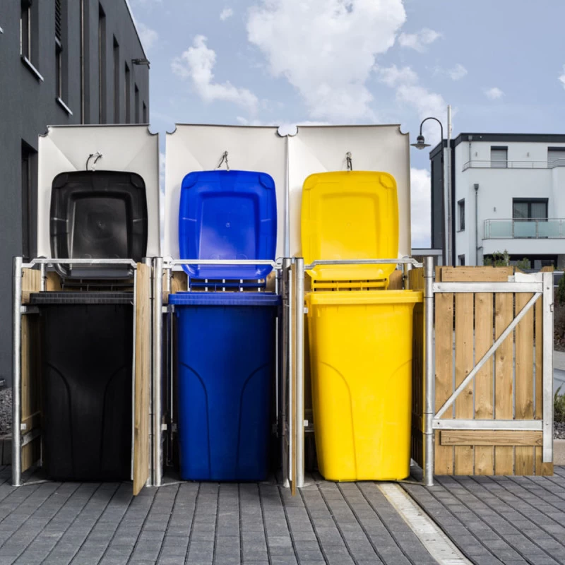 Cache-poubelle 3 Compartiments Müllbox En Bois Traité Naturel 3x240L – HIDE 1 Cache-poubelle 3 Compartiments Müllbox En Bois Traité Naturel 3x240L – HIDE