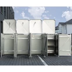 Cache-poubelle 4 Compartiments Müllbox En Aluminium Gris 4x140L – HIDE -Jardin Fournitures Rabais cache poubelle 4 compartiments mullbox en aluminium gris 4x140l hide 2