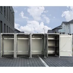 Cache-poubelle 4 Compartiments Müllbox En Aluminium Noir 4x140L – HIDE -Jardin Fournitures Rabais cache poubelle 4 compartiments mullbox en aluminium noir 4x140l hide 3