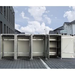 Cache-poubelle 4 Compartiments Müllbox En Aluminium Noir 4x240L – HIDE -Jardin Fournitures Rabais cache poubelle 4 compartiments mullbox en aluminium noir 4x240l hide 2