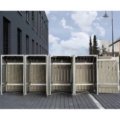 Cache-poubelle 4 Compartiments Müllbox En Bois Traité Gris 4x140L – HIDE -Jardin Fournitures Rabais cache poubelle 4 compartiments mullbox en bois traite gris 4x140l hide 2