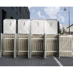 Cache-poubelle 4 Compartiments Müllbox En Bois Traité Gris 4x140L – HIDE -Jardin Fournitures Rabais cache poubelle 4 compartiments mullbox en bois traite gris 4x140l hide 3