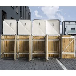 Cache-poubelle 4 Compartiments Müllbox En Bois Traité Naturel 4x140L – HIDE -Jardin Fournitures Rabais cache poubelle 4 compartiments mullbox en bois traite naturel 4x140l hide 4