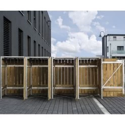 Cache-poubelle 4 Compartiments Müllbox En Bois Traité Naturel 4x240L – HIDE -Jardin Fournitures Rabais cache poubelle 4 compartiments mullbox en bois traite naturel 4x240l hide 2