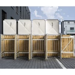 Cache-poubelle 4 Compartiments Müllbox En Bois Traité Naturel 4x240L – HIDE -Jardin Fournitures Rabais cache poubelle 4 compartiments mullbox en bois traite naturel 4x240l hide 3