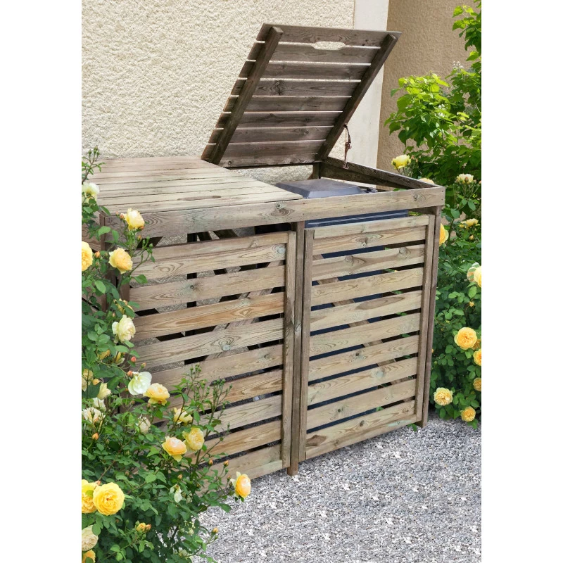 Cache Poubelle Double En Bois Massif Traité Autoclave – NEW CHESTER – Forest Style 1 Cache Poubelle Double En Bois Massif Traité Autoclave – NEW CHESTER – Forest Style