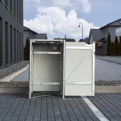 Cache-poubelle Müllbox En Aluminium Gris 140L – HIDE -Jardin Fournitures Rabais cache poubelle mullbox en aluminium gris 140l hide 3