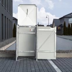 Cache-poubelle Müllbox En Aluminium Gris 140L – HIDE -Jardin Fournitures Rabais cache poubelle mullbox en aluminium gris 140l hide 4