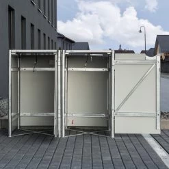 Cache-poubelle 2 Compartiments Müllbox En Aluminium Noir 2x140L – HIDE -Jardin Fournitures Rabais cache poubelle mullbox en aluminium noir 2x140l hide 3