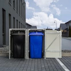 Cache-poubelle 2 Compartiments Müllbox En Aluminium Noir 2x140L – HIDE -Jardin Fournitures Rabais cache poubelle mullbox en aluminium noir 2x140l hide 5