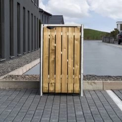 Cache-poubelle Müllbox En Bois Traité Naturel 140L – HIDE -Jardin Fournitures Rabais cache poubelle mullbox en bois traite 2x140l hide 3