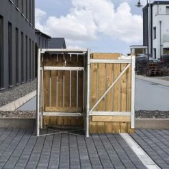 Cache-poubelle Müllbox En Bois Traité Naturel 140L – HIDE -Jardin Fournitures Rabais cache poubelle mullbox en bois traite 2x140l hide 4