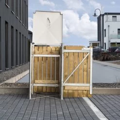 Cache-poubelle Müllbox En Bois Traité Naturel 140L – HIDE -Jardin Fournitures Rabais cache poubelle mullbox en bois traite 2x140l hide 5