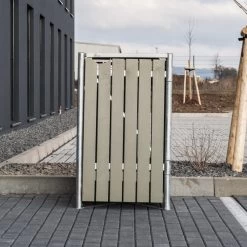 Cache-poubelle Müllbox En Bois Traité Gris 240L – HIDE -Jardin Fournitures Rabais cache poubelle mullbox en bois traite gris 240l hide 3