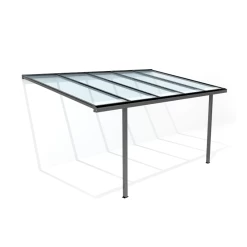 Carport Adossé 300x500cm En Aluminium Blanc H260cm Avec 2 Poteaux MARBELLA - GardenGate