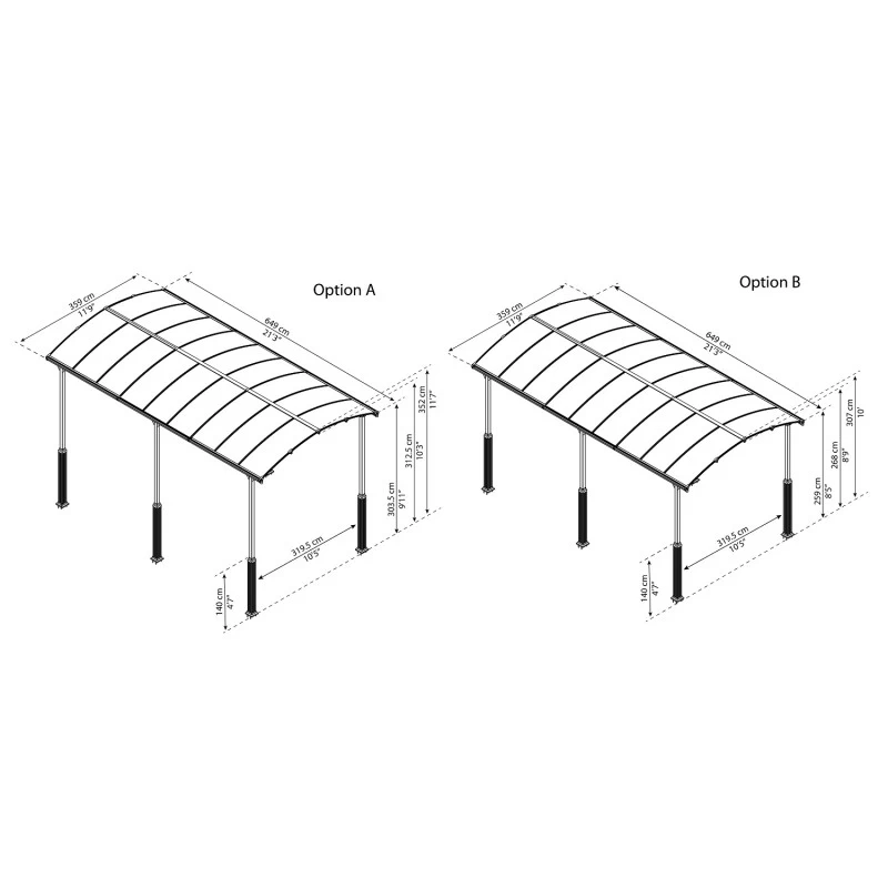 Carport En Alu Gris Et Polycarbonate 1 Voiture 23,3m² Arcadia Alpine 6400 - Canopia 3 Carport En Alu Gris Et Polycarbonate 1 Voiture 23,3m² Arcadia Alpine 6400 - Canopia – Image 3