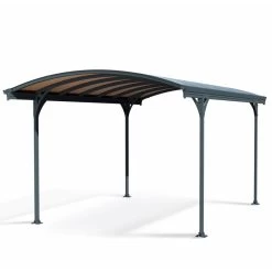 Carport En Alu Gris Et Polycarbonate Bronze 1 Voiture 14,6m² Victoria 5000 - Canopia By Palram -Jardin Fournitures Rabais carport en alu gris et polycarbonate bronze 1 voiture 146m victoria 5000 canopia by palram 2