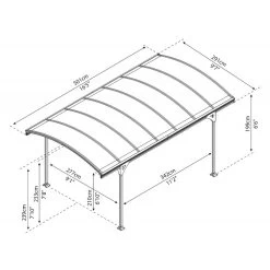 Carport En Alu Gris Et Polycarbonate Bronze 1 Voiture 14,6m² Victoria 5000 - Canopia By Palram -Jardin Fournitures Rabais carport en alu gris et polycarbonate bronze 1 voiture 146m victoria 5000 canopia by palram 3