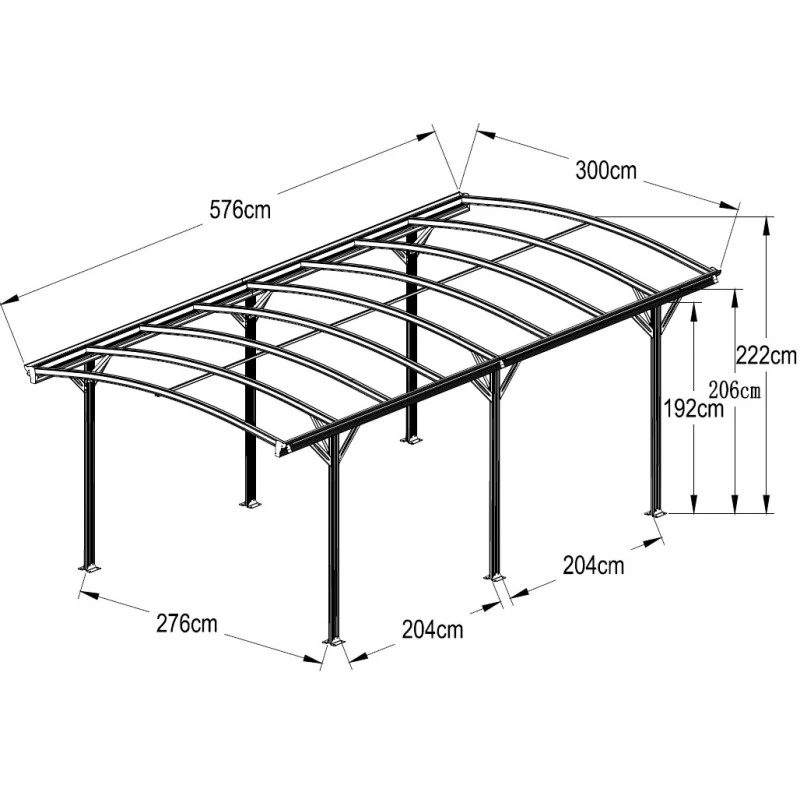 Carport En Aluminium Anthracite 3x5,76m Et Polycarbonate 6mm X-METAL 4 Carport En Aluminium Anthracite 3x5,76m Et Polycarbonate 6mm X-METAL – Image 4