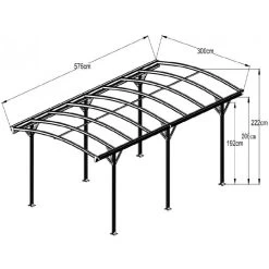 Carport En Aluminium Blanc 3x5,76m Et Polycarbonate 6mm X-METAL -Jardin Fournitures Rabais carport en aluminium blanc 3x576m et polycarbonate 6mm x metal 3