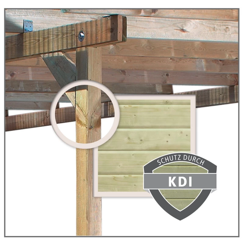 Carport En Bois Autoclave 15m², Toit En Acier Et Deux Poteaux En Arc – KARIBU 3 Carport En Bois Autoclave 15m², Toit En Acier Et Deux Poteaux En Arc – KARIBU – Image 3